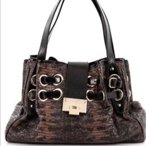 👜Jimmy Choo! Riki Hobo Lizard Embossed Patent